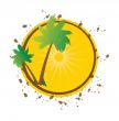 Summer background with grunge beach palms