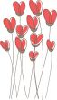 Valentine`s card with flowers and hearts