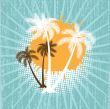 Summer background with grunge beach palms