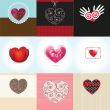 Set Valentine`s card with flowers and hearts