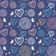 Seamless pattern with hearts and flowers