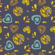Seamless pattern with hearts and flowers