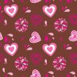 Seamless pattern with hearts and flowers