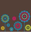 Bright greetings card with flowers and buttons