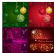 Set Christmas card with holiday elements.