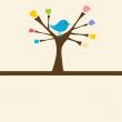 Cute greetings card with birds on a swing
