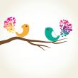 Cute greetings card with birds on a swing