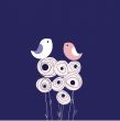 Cute greetings card with birds on a swing