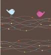 Cute greetings card with birds on a swing