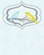 Cute greetings card with birds on a swing