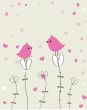 Cute greetings card with birds on a swing