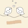 Cute greetings card with birds on a swing