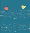Cute greetings card with birds on a swing