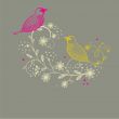 Cute greetings card with birds on a swing