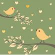 Cute greetings card with birds on a swing