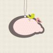 Cute greetings card with birds on a swing