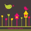 Cute greetings card with birds on a swing