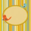 Cute greetings card with birds on a swing