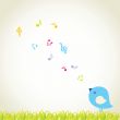 Cute greetings card with birds on a swing