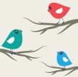 Cute greetings card with birds on a swing
