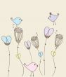 Cute greetings card with birds on a swing