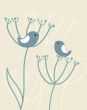 Cute greetings card with birds on a swing