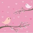 Cute greetings card with birds on a swing