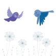 Cute greetings card with birds on a swing