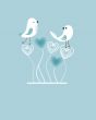 Cute greetings card with birds on a swing