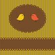 Cute greetings card with birds on a swing