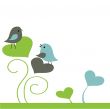 Cute greetings card with birds on a swing