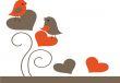 Cute greetings card with birds on a swing