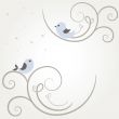 Cute greetings card with birds on a swing