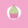 Cute vector background with small cupcake