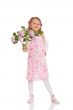 Smiling little girl with lilac flowers
