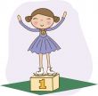 Figure skater 1st on the winner podium. Vector.