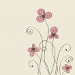 Vintage card with hand drawn flowers