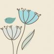 Vintage card with hand drawn flowers