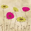Vintage card with hand drawn flowers