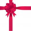 Shiny red satin ribbon on white background