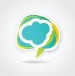 Speech cloud bubble. Green vector background