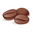 Three isolated coffee beans on  background.