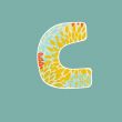 Grunge Vector Letter. Green Eco Style. Font Symbol C.