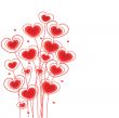 Greetings card with floral hearts