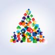 Christmas background with Christmas tree, vector illustration.