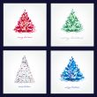 Set Christmas background with Christmas tree, vector illustration.