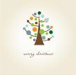 Christmas background with Christmas tree, vector illustration.