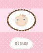 Vintage baby girl arrival announcement card.