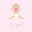 Vintage baby girl arrival announcement card.