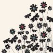 Vintage card with hand drawn flowers